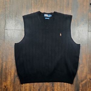 90s POLO Ralph Lauren lambs wool knit vest XL Vintage Sleeveless v-neck Sweater